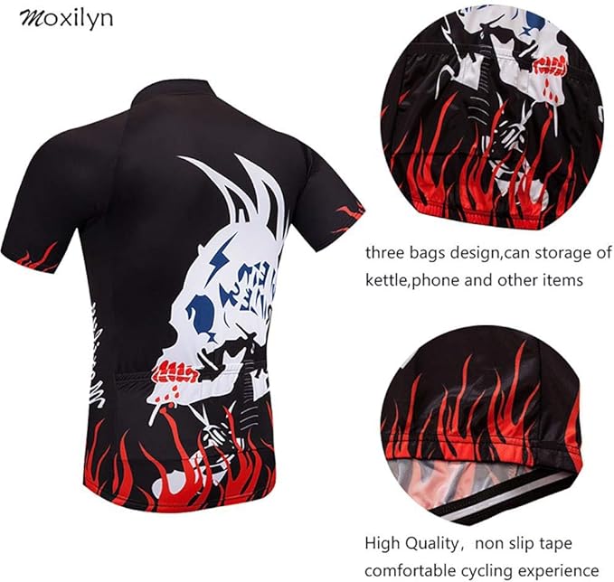 MOXILYN Men's Cycling Jersey Full Zip Riding Clothing Mountain Bike Tops Quick Dry - Bike Shirts