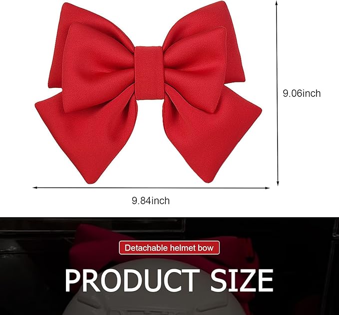 1 PC Motorcycle Helmet Large Bow Decoration, 7.9" x 10.2" Ribbon Bows for Helmet, Big Solid Color Bowknot Accessory, Cute Fashion Ornament Accessory for Motorcycle Electric Vehicle (Red)