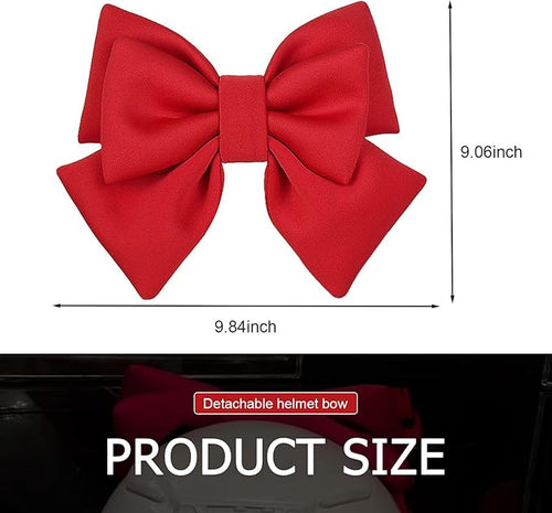 1 PC Motorcycle Helmet Large Bow Decoration, 7.9" x 10.2" Ribbon Bows for Helmet, Big Solid Color Bowknot Accessory, Cute Fashion Ornament Accessory for Motorcycle Electric Vehicle (Red)