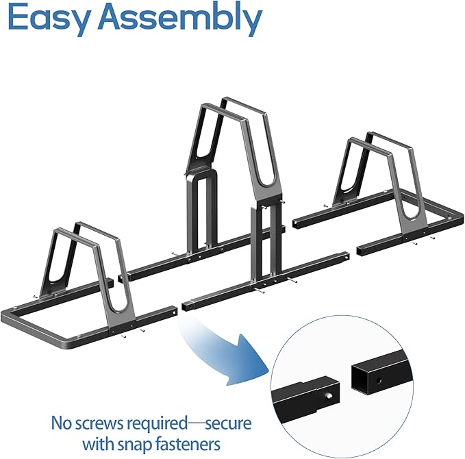 Heavy-Duty 3 Bike Storage Rack with Elevated Parking Space Design – 6KG Floor-Mounted Bicycle Stand, Indoor/Outdoor Universal Rack Compatible with Mountain Bikes & Road Bikes