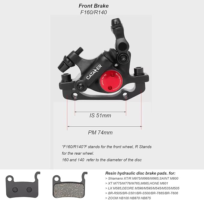 MTB Road XTECH HB-100 MTB Road Line Pulling Hydraulic Disc Brake Calipers Front & Rear Mountain Bike Disc Brake E-Bike Disc Brake Set