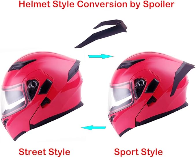 1Storm Motorcycle Modular Full Face Helmet Flip up Dual Visor Sun Shield: HB89 Glossy Pink