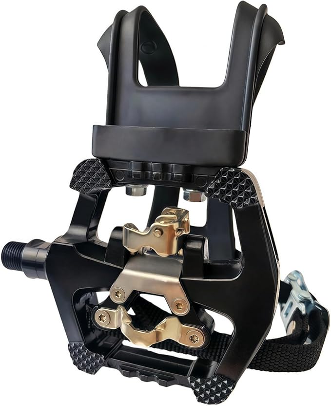YBEKI Pro-Grade SPD Spin Bike Pedals and Straps/Toe Clip for Indoor Exercise Cycling & Spin Peloton/Schwinn/Sunny/Bikes Compatible, 9/16" Axle with Sealed Bearings + 12-Month Warranty