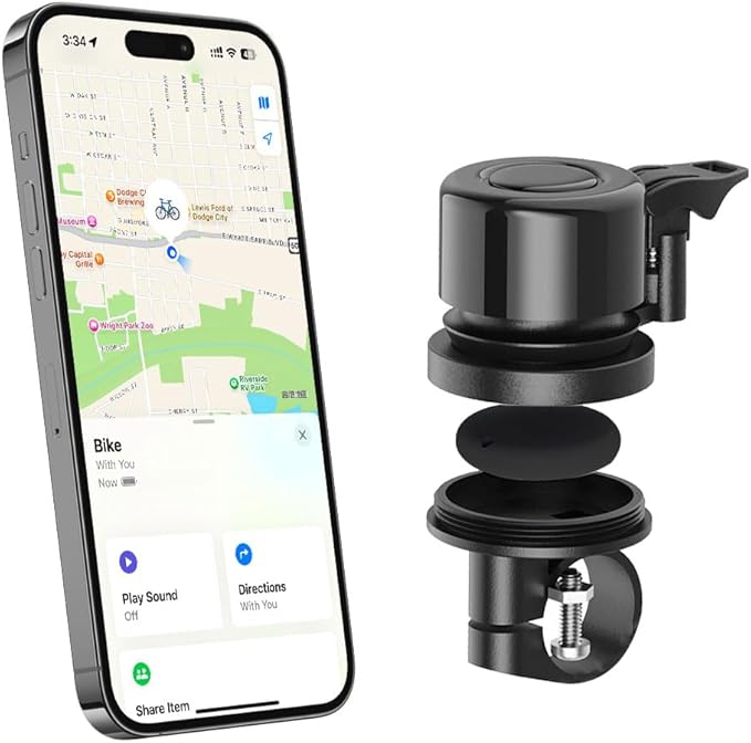 Bike Bell Classic Bicycle Bell Mountain, Bicycle Bells with Locator for iOS Divice, Bike Bells for Adults with Loud Sound Bicycle Sturdy Bell Fits 0.83'' - 1'' Handlebar for Mountain Road Bikes