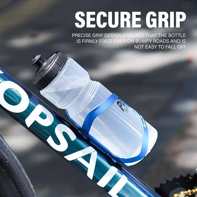 Chooee Bike Water Bottle Holder Aluminum, Bicycle Water Bottle Cage for Road Bikes Mountain Bikes Blue 2-Pack