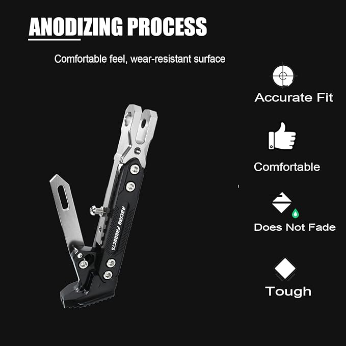 Motorcycle Universal Kickstand Adjustable Modified CNC Aluminum Alloy Adjustable Tripod Holder Kickstand Foot Side Support Stand Motor Scooter Motorbike Motocross Electric Dit Pit Bike （Red) (silver)
