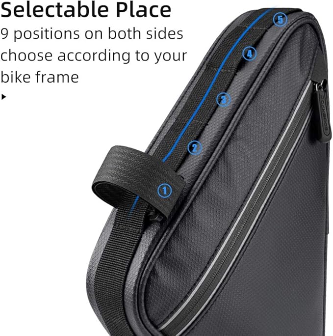 ROCKBROS Bike Triangle Frame Bag, Bike Triangle Bag, with Two Side Pockets, 1.5L