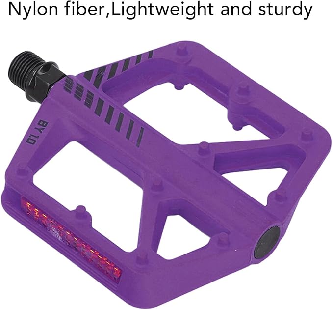 Cycle Pedal Nylon Fiber Enlarged Anti Slip Flat Platform Pedal for Road Mountain Cycle Lightweight Robust Durable Universal Fit 1 Pair (Purple)