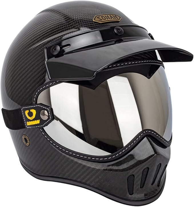Retro Motorcycle Helmet Shield Bubble Visor, PC Goggles Lens Replacement For Off-Road Cruiser Motorcycle Helmet Bell Moto-3