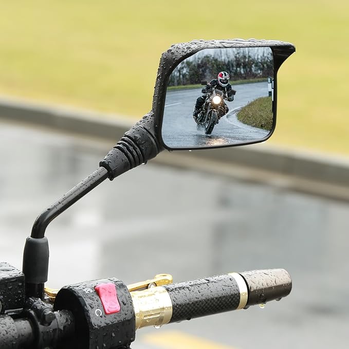 Motorcycle Mirrors 10mm,Suitable for Rain and Snow ATV Mirrors (2 Pack),Fits 7/8"Handlebar Scooter、Moped、Dirt Bike,Compatible with Polaris Sportsman,Can Am Outlander,Honda Grom,Kawasaki Vulcan