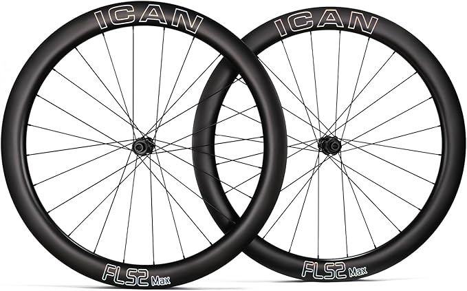 ICAN FL 38/52 Max Carbon Disc Road Bike Wheelset 700C with 36T Ratchet System Hub 21mm Inner Width Clincher Tubeless Compatible