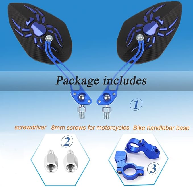 Bike Mirrors Handlebar Rearview Mirror, Bicycle Mirrors for Handlebars 2 Packs, Bicycle Mirrors for Electric Bike, Mountain Bike, Off-Road Bike