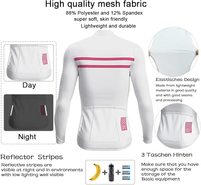 Lo.gas Cycling Jersey Men Short/Long Sleeve Bike Biking Shirts Full Zip with Pockets Road Bicycle Clothes