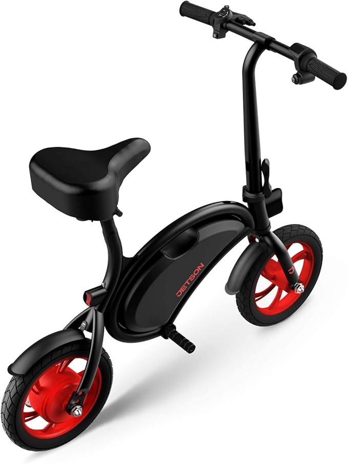 Jetson Bolt Electric Bike, Foot Pegs, Easy-Folding, Built-in Carrying Handle, Twist Throttle, Cruise Control, Up to 15.5 MPH, Range Up to 15 Miles, Ages 13+