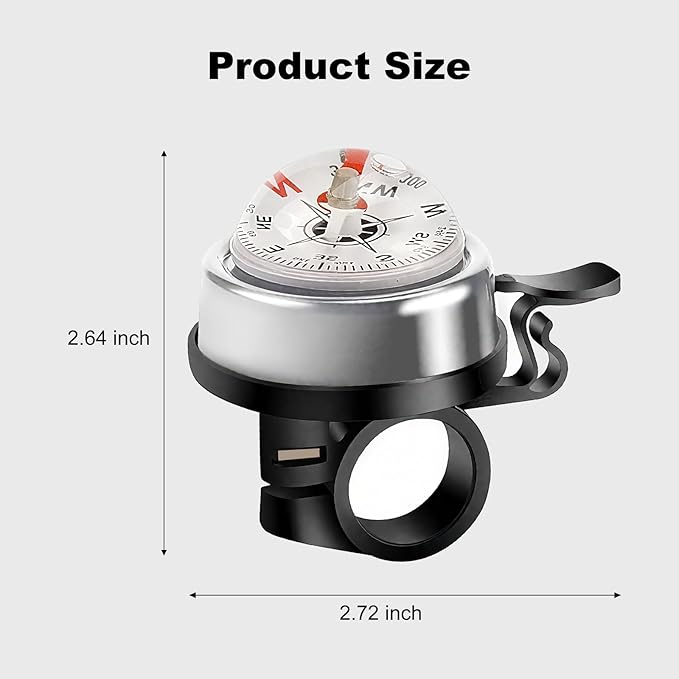 Pack of 2 Aluminum Alloy e-Bike Accessories for Adults | Compass Bicycle Bell & Loud Bike Horn Fits in 22.2mm Handlebars | Must Have Accessory for Men & Women for Mountain & Road