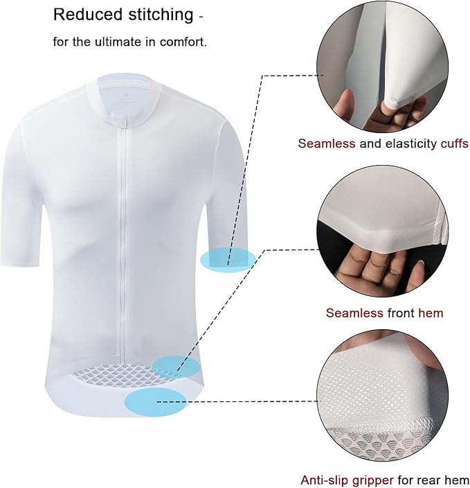 YKYWBIKE Cycling Jersey Men Aero Race Fit, Road Bike Jersey Short Sleeved Moisture Wicking, Breathable,Zip Pocket,UPF50＋