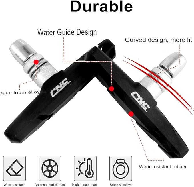 Chooee Bike V-Brake Pads, Bicycle Brake Pad Set, 2 Pairs Universal Brake Shoes