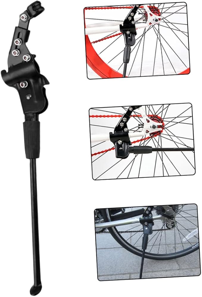 GANAZONO Mountain Bike Kickstand Adjustable Single Sided Support for Parking Rack Durable Aluminum Alloy Leg Support for Road and Mountain Bikes Easy Assembly Black