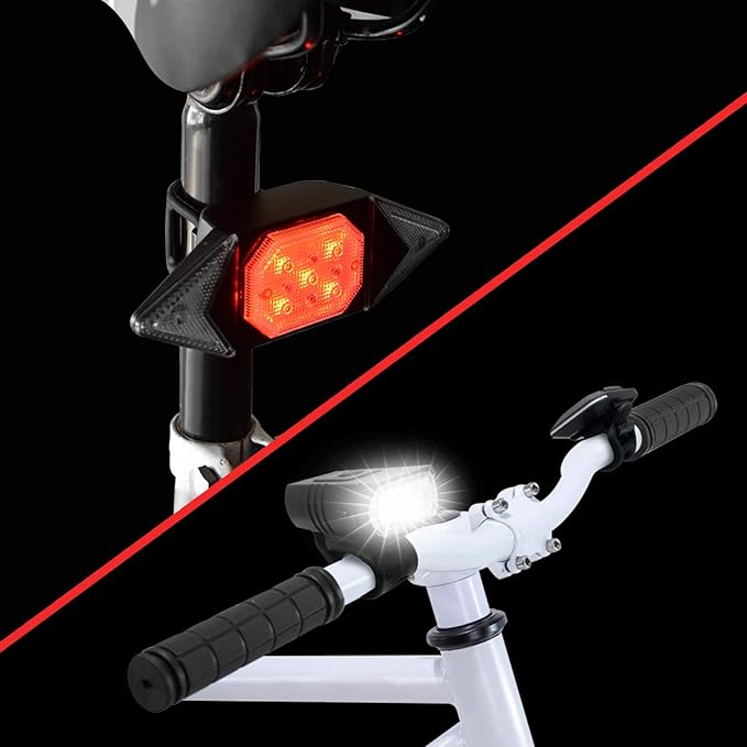 Bike Lights Front and Back Rechargeable, MakeTheOne Super Bright Bicycle Headlight and Tail Light Set Turn Signals, Easy to Install Safety Flashlight Warning Rear Blinkers for Night Riding Cycling