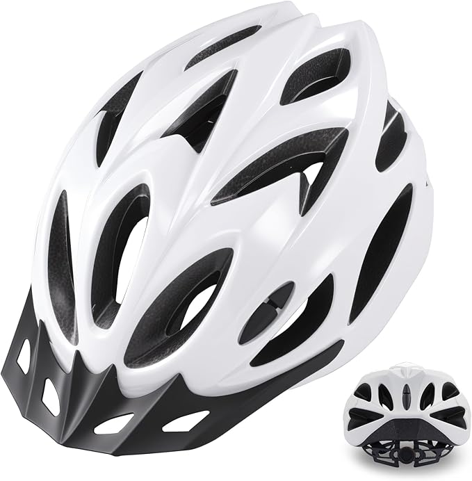 Zacro Adult Bike Helmet, Safety Certified Cycling Helmet for Men Women, Lightweight with Detachable Visor, Adjustable Dial Fit 58-65cm, for Road/Mountain/Commuting,White