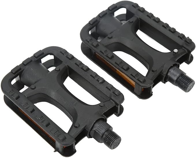 2Pcs Mountain Bike Pedals Replacement, Robust Non Slip Plastic Foot Pedals with Reflective Stripe, Commuter Bike Pedals, Bicycle Pedals for Safety and Enhanced Performance, Road Bike Pedals