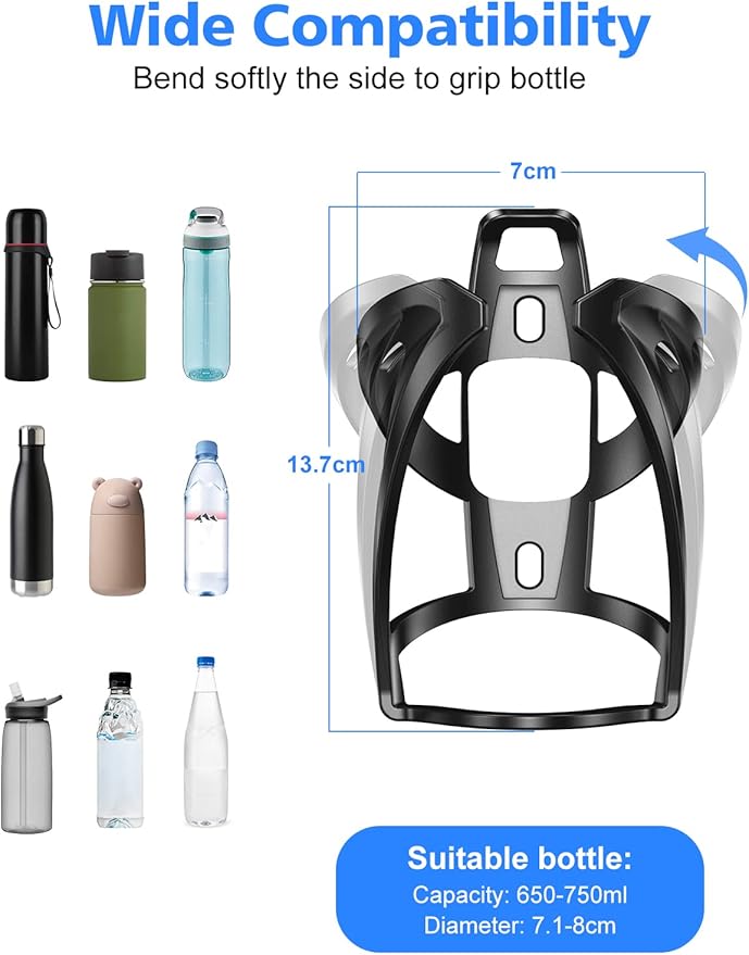Bike Water Bottle Holder, WOCBUY Bicycle Water Bottle Holder Cage Bracket Fit 22-26 oz Bottle with Secure Screw Mounting, Perfect for Cycling, Commuting or Other Outdoor Activities