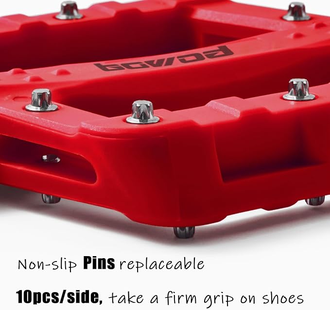 Flat MTB Bicycle Pedals Mountain Bike Colored Pedals, Glass-Fiber Nylon Composite Platform Pedal w 9/16" Sealed Cr-Mo Spindle, BMX Gravel Road Bike Pedals Clipless for Adult Women Youth Bikes