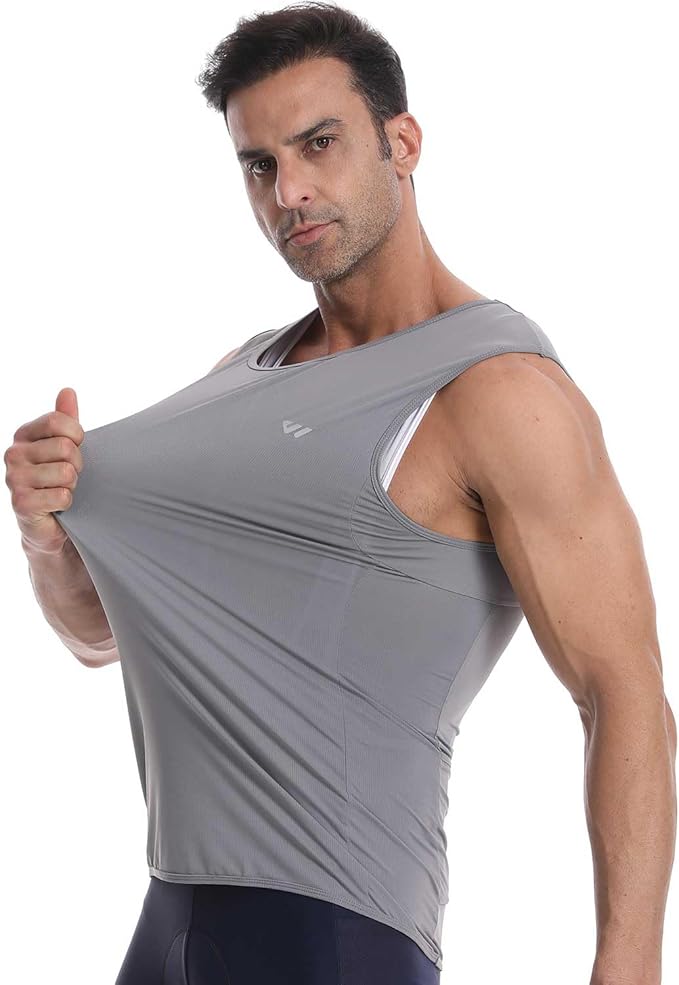 Lo.gas Sleeveless Cycling Jersey Men, Biking Base Layer Breathable and Lightweight with Back Pocket Sports Vest