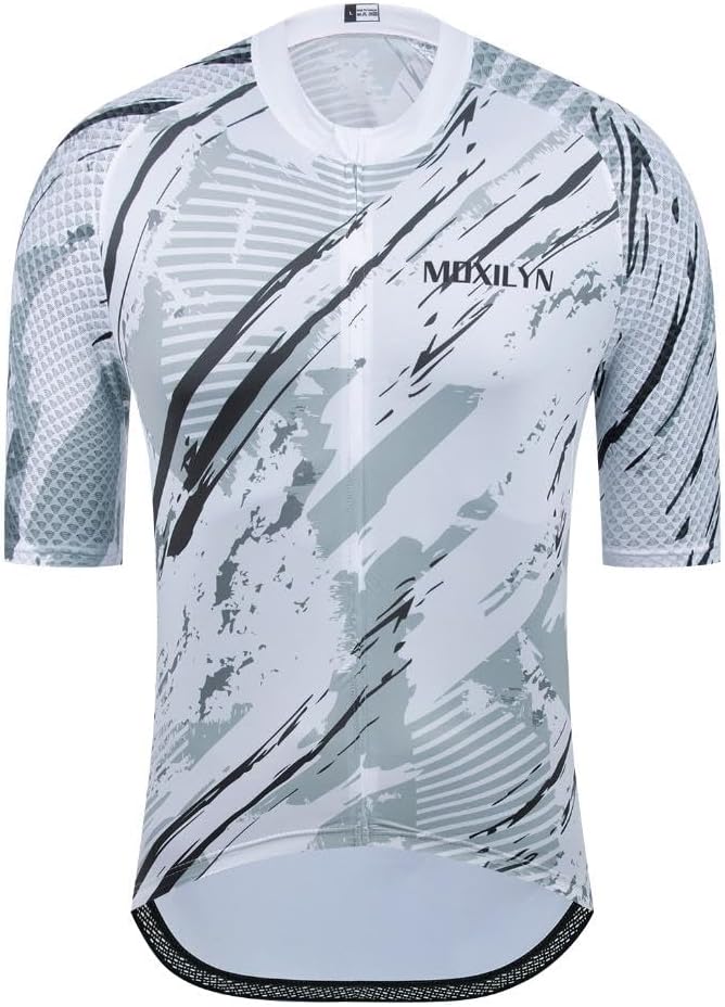 MOXILYN Men's Cycling Jersey Short Sleeve with 4 Pockets Moisture Wicking Breathable Quick Dry MTB Biking Shirt