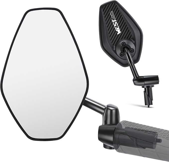 West Biking Bike Mirror, 360° Adjustable HD Shatterproof Bicycle Mirror, Aluminium Alloy Mirror Stem Provides Exceptional Stability,Handlebar-End Rear-View Mirror Suitable For E-Bike(Left)