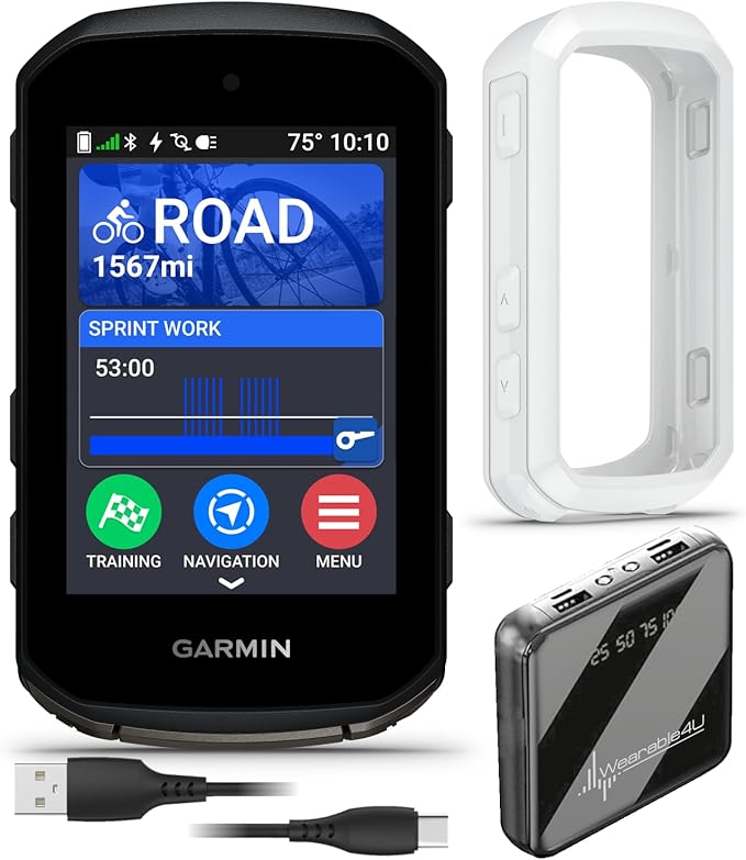 Garmin Edge 850 Compact GPS Cycling Computer, 2.7" Color Touchscreen Display, Bike-Specific Mapping, Advanced Training & Performance Insights + Silicone Case w/ Wearable4U PowerBank Bundle