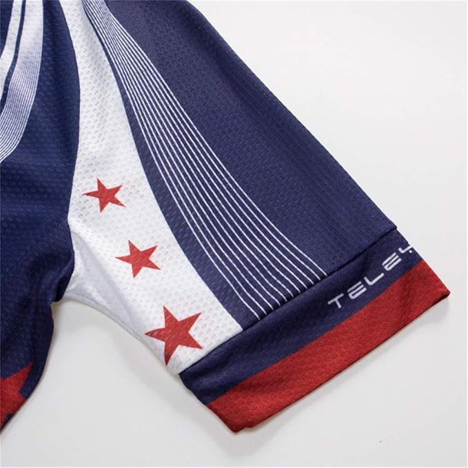 JPOJPO USA Cycling Jersey Men Short Sleeve Bike Shirts Biking Jersey Summer American Bicycle Tops with 3 Pockets Reflective