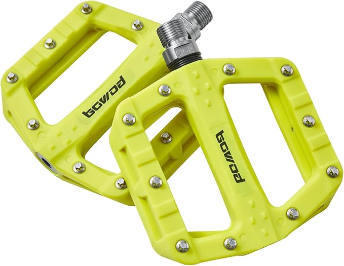 Flat MTB Bicycle Pedals Mountain Bike Colored Pedals, Glass-Fiber Nylon Composite Platform Pedal w 9/16" Sealed Cr-Mo Spindle, BMX Gravel Road Bike Pedals Clipless for Adult Women Youth Bikes