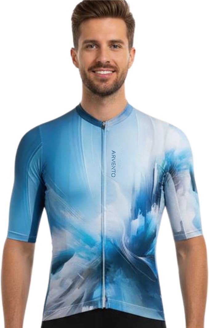 ARVENTO Unisex Cycling Jersey – Performance Fit, Breathable & Quick-Dry Short-Sleeve Road Jersey, 3 Rear Pockets