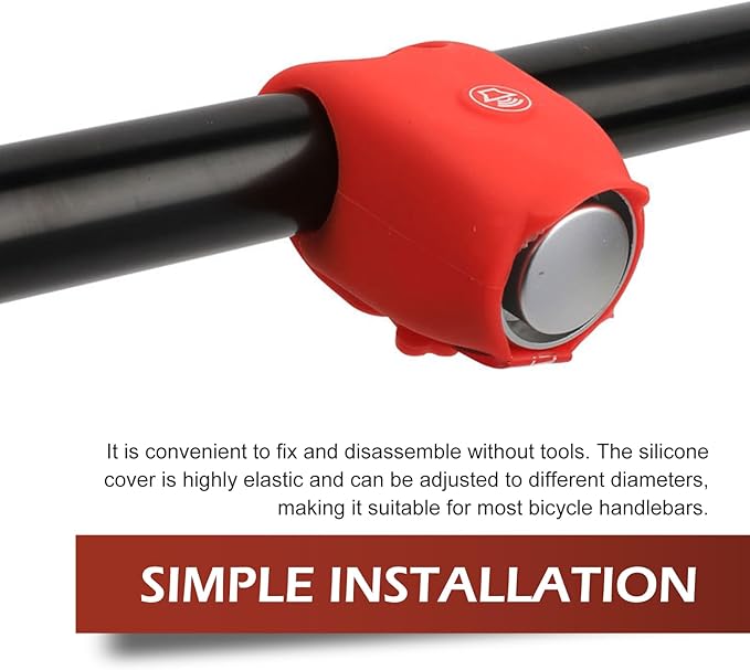 Electric Bike Horn, 120DB Loud Elasticity Silicone Bicycle Bell, Waterproof Bicycle Warning Horns with 6 Sound Options, Universal Handlebar Alarm for Adults Kids Bike/Scooter/Ebike (Red)