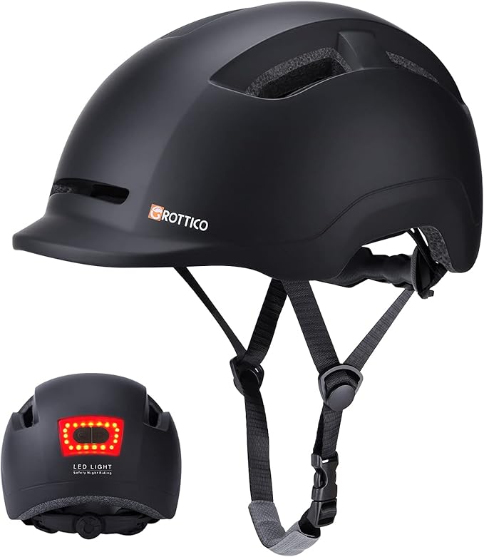 Adult Bike Helmet with Light - Dual Certified for Bicycle Scooter Skateboard Road Cycling Skating Helmet