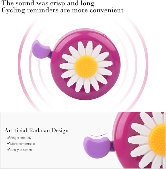 U-LIAN Kids Streamers and Bike Bell for Girls-1 Pack Flower Bicycle Bell with 2 Pack Handlebar Streamers Scooter Tassels for Children's Bike Accessories