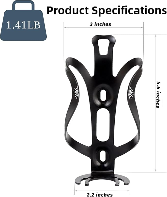 Bike Water Bottle Holder, Water Bottle Holder for Bike Aluminum Alloy, Universal Bike Water Bottle Cage for Road, Mountain and Gravel Bikes (Black)