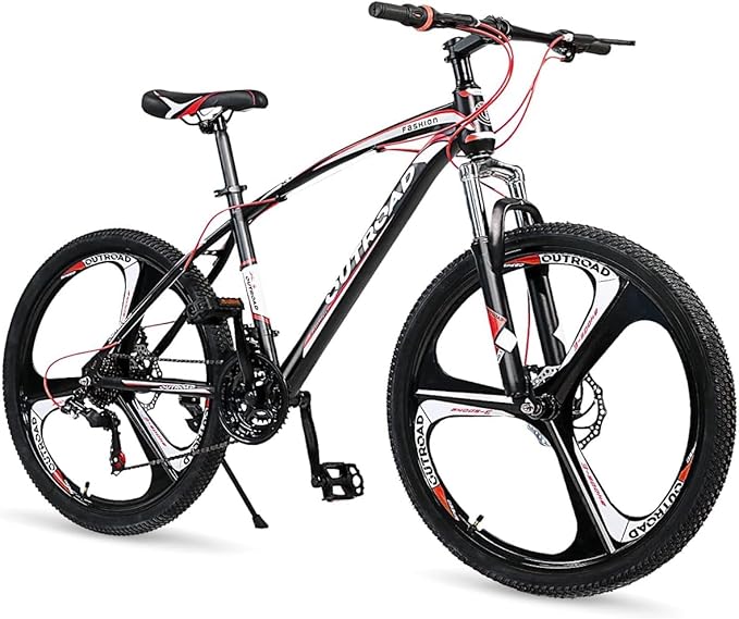 26" Mountain Bike, 7-Speed Lightweight High-Carbon Steel Frame, V Brakes & Front Suspension - Adjustable Ergonomic Seat for Men & Women(Quick Assembly, Multiple Colors)
