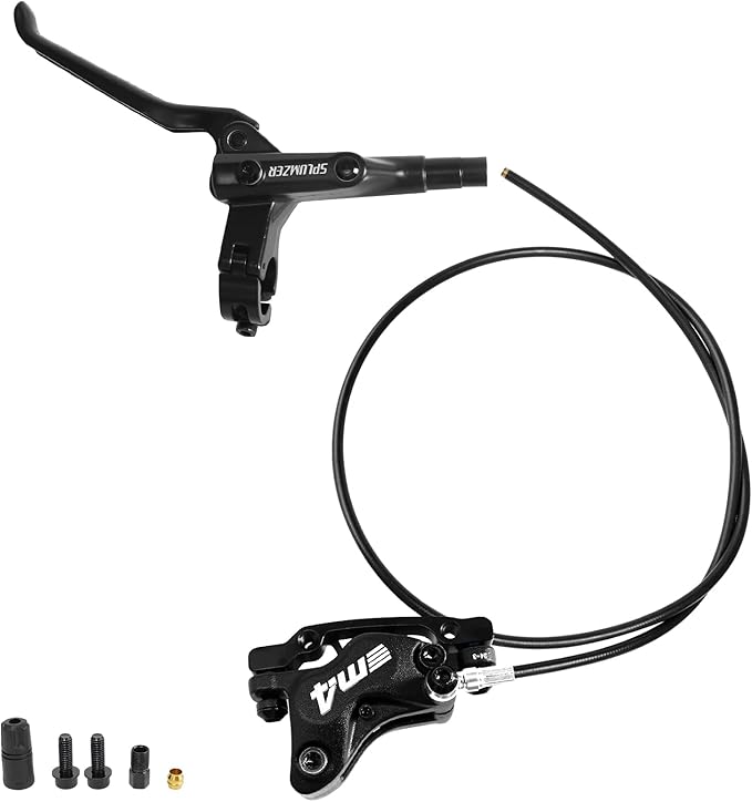 ZTZ 4-Piston Internal Routing Hydraulic Brake Set, Front 850mm and Rear 1600mm Hydraulic Disc Brake for eBike Mountain Bike,Pre-Bled Hydraulic Brake Kit with Mounting Adapter (Only Front)