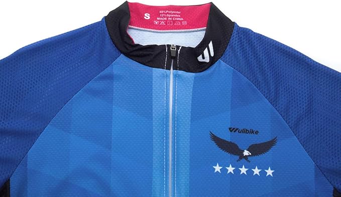 Lo.gas USA Cycling Jersey Men Short Sleeve Bike Biking Shirts American Flag Road Bicycle Clothing Full Zip with Pockets