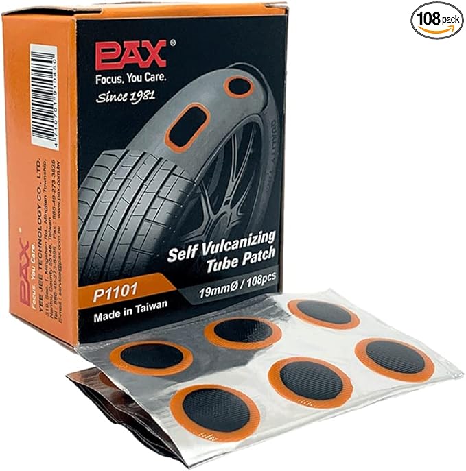 PAX 108 Pcs 19mm (0.75") Round Inner Tube Patches, Bicycle Tire Puncture Repair Kit for Road Bike, Racing Bike, MTB, Hybrid & Inflatables - Small Pinhole Fix - Works with Rubber Cement