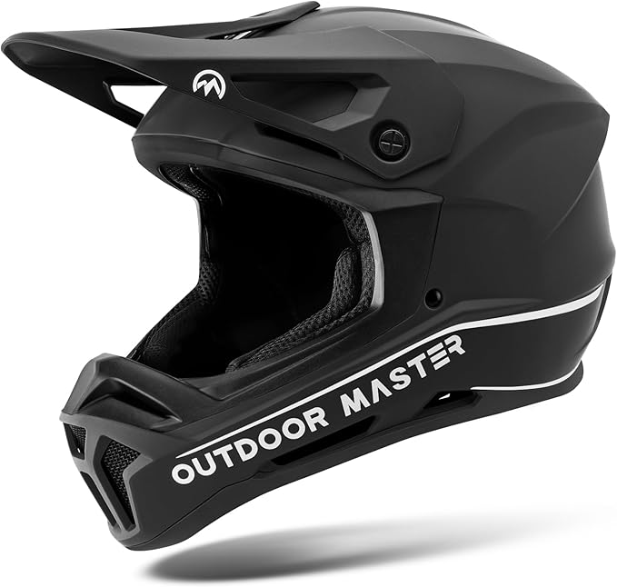 OutdoorMaster Full Face Mountain Bike Helmet for Men & Women - Durable, Impact Resistant, Ventilated, Adjustable Visor - Downhill Race BMX MTB Helmet