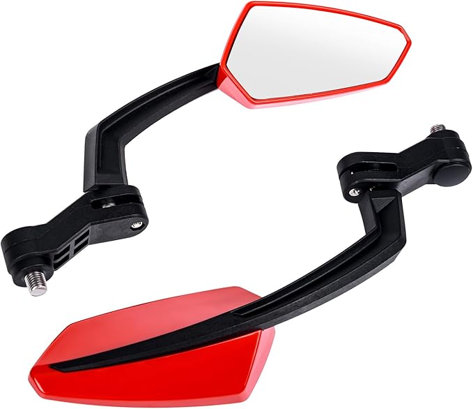 Addmotor Bike Mirrors, 1 Pair Bicycle Mirror Handlebar Mount, 360° Adjustable Rotatable Bike Mirror, HD, Safe Handlebar Rearview Mirror, Bike Accessories Bicycle Mirrors Set(Red)