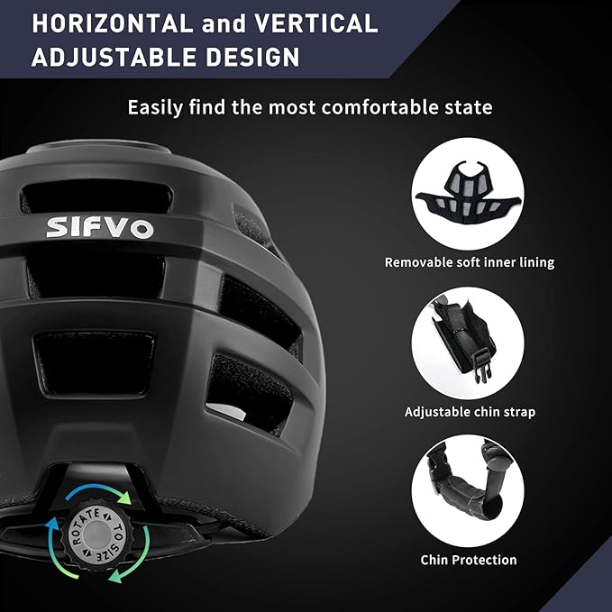 Bike Helmet, SIFVO Bike Helmets for Men and Women, Mountain Bike Helmet with Visor Helmets for Adults to Youth Bicycle Helmet Road Bike Helmet Safe and Comfortable 54-62cm【M/L】