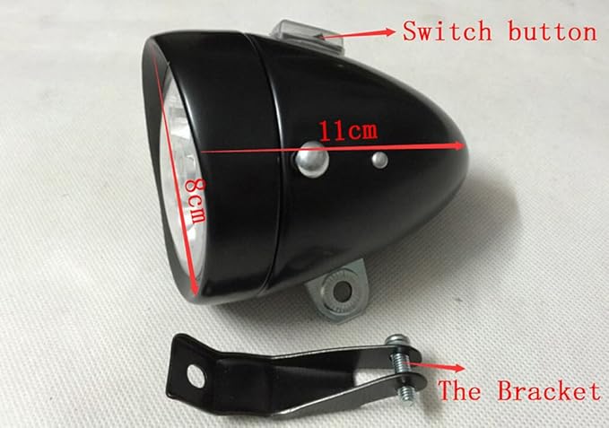 Bright 6 LED Metal Shell Front Light for Bicycle Headlight Retro Bike Head Lamp Classical Vintage Night Riding Safety Cycling Fog Light Headlamp with Bracket