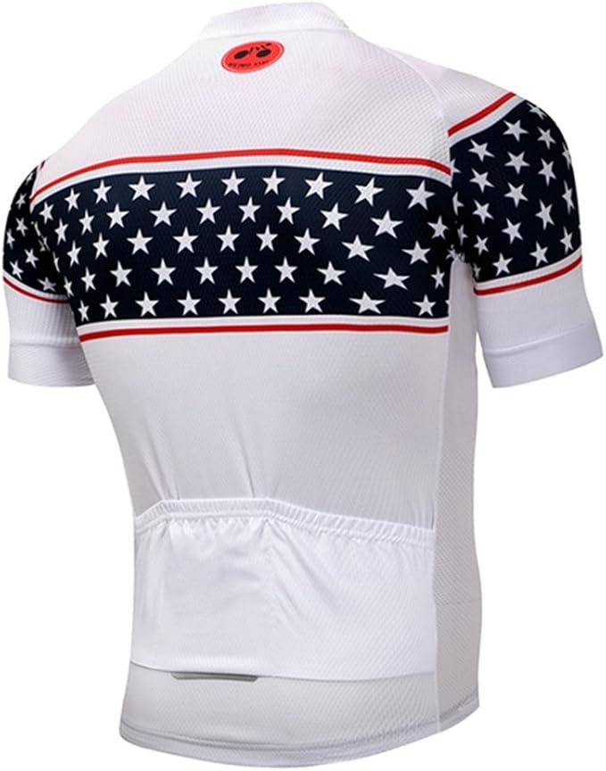 Weimostar Men's USA Cycling Jersey Short Sleeve Biking Shirts Breathable with Pockets
