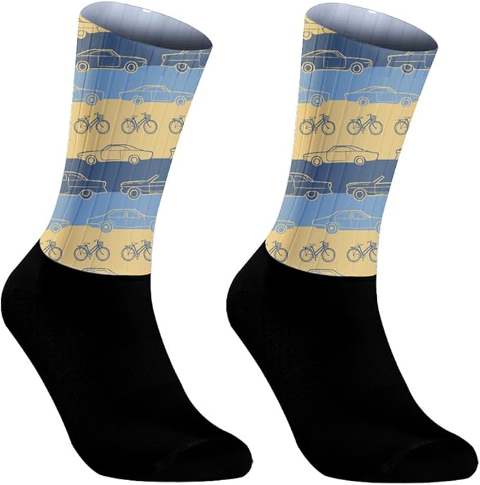 Cycling Socks Athletic Crew Socks Breathable Cushioned Compression Running Hiking Socks For Mens Womens