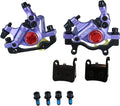 HB-100 Line Pulling Hydraulic Disc Brake Calipers，Mechanical Disc Brakes for MTB, Mountain Bike, E-bike and Electric Bike 2PCS Front/Rear Black/Red/Gold (Purple)
