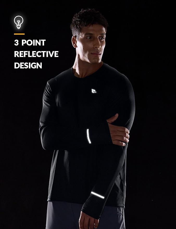 baleaf Men's Mountain Bike Shirts Long Sleeve Loose-fit Cycling Jersey Zipper Pocket UPF 50+ Workout Hiking Athletic Running
